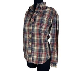 Vintage Rockmount Ranch Wear Plaid Ruffle Western Shirt Tru-West Cowgirl Top